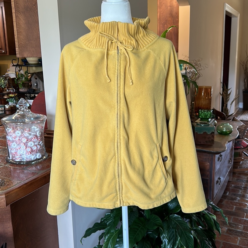 Lands' End Ribbed cowl neck fleece Jacket szL - Picture 2 of 11